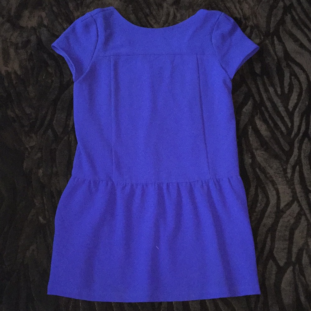 CO Sz M royal blue lined midi short sleeve dress